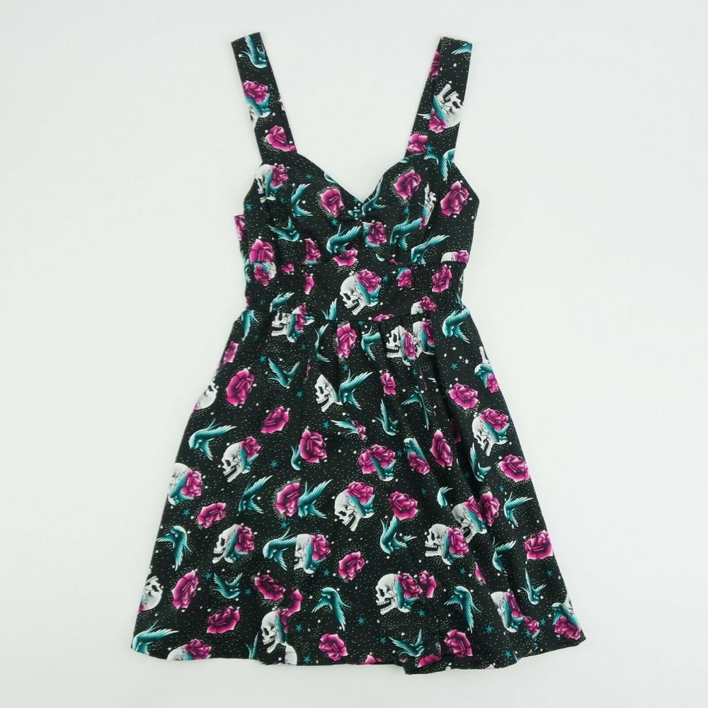 Hot Topic Retro Skulls, Roses, And Bird Dress (XL)